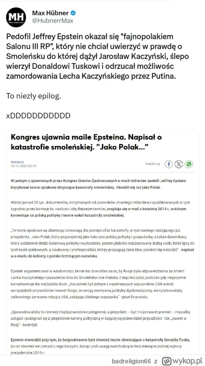 badreligion66 - #polityka Epstein był fajnopolakiem i pewnie się uśmiechał xD