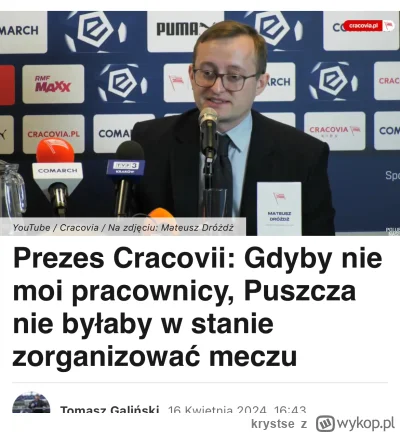 krystse - Ale bym chciał żeby Puszcza utarła nosa Cracovii, pan Janusz nigdy by tak n...