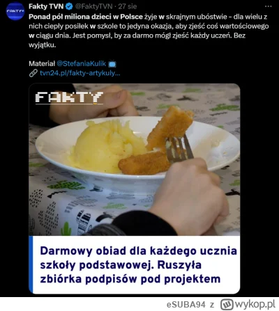 eSUBA94 - darmowe obiady bo dzieci głodne mimo 800+....
czytam i nie dowierzam.... to...
