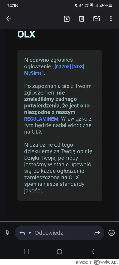 krykoz - Zgłosiłem to do olx, a oni co? To co zawsze. Choć na plus w całej sytuacji d...