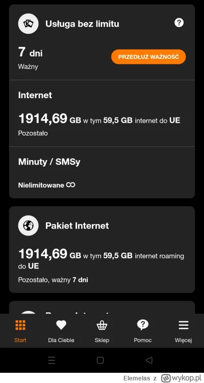 Elemelas - @ultrasonic: ja w orange mam pakiet nielimitowanych rozmów, sms i chyba 15...