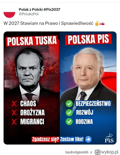 badreligion66 - #polityka Polak z Polski z flagą Polski w profilowym stawia na PiS.