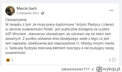lukasmaster111 - #wroniecka9 
Z FB Marcina G., to nie tak że ktoś w jego pracy dyplom...