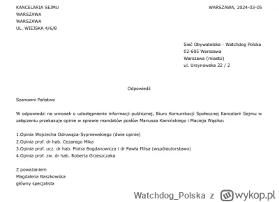 WatchdogPolska - Dostaliśmy opinie prawne dotyczące Izby Kontroli Nadzwyczajnej i Spr...