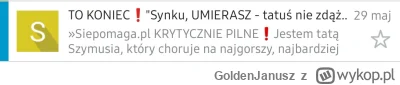 GoldenJanusz - jeżeli to koniec to po #!$%@? jakieś zrzutki? 
lepiej by wpłacili na m...