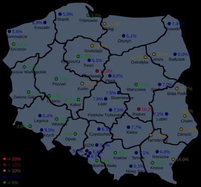 pysznewpierdalator - @dsomgi00: mapka z 2016 gdzie bezrobocie było 8.3 dzisiaj jest 5...
