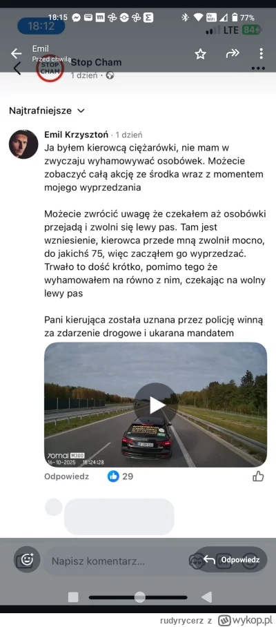 rudyrycerz - W powiązane wrzuciłem film z perspektywy kierownicy ciężarówki. ( ͡° ͜ʖ ...