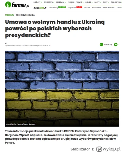 Stabilizator - >Negocjacje w tej sprawie mają się toczyć, jak podaje Szymańska-Borgin...