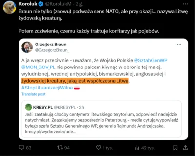 kkecaj - Czy wiedzieliście że Litwa to mała, wyludniona, wredna antypolska, bismarkow...