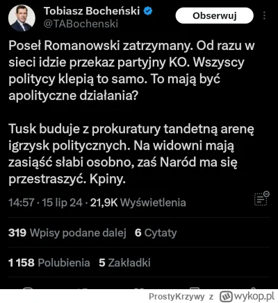 ProstyKrzywy - Bocheński - Romanowski zatrzymany i wszyscy politycy klepią to samo, p...