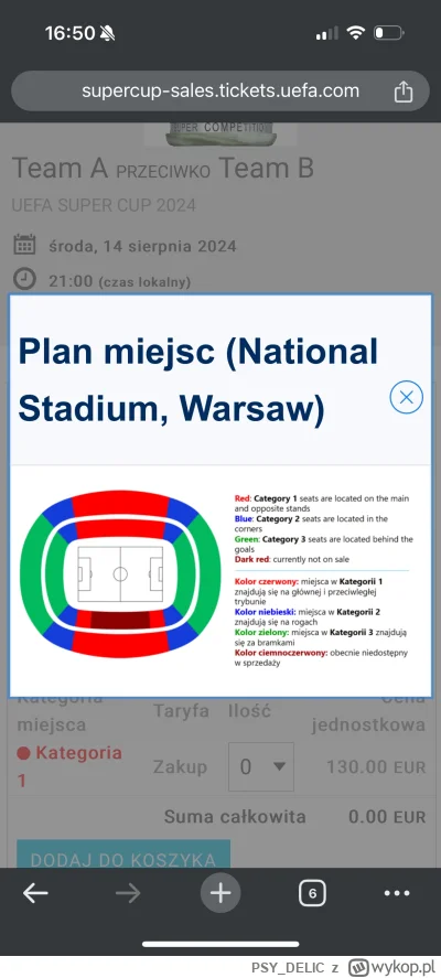 PSY_DELIC - Sprzedam 4 bilety w 1 kategorii na #supercup #uefa w #warszawa

#mecz
#pi...