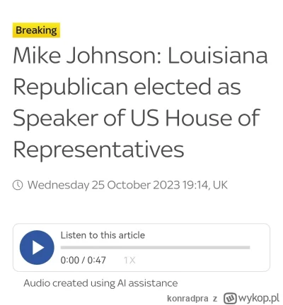 konradpra - #USA #UKRAINA

Republikański kongresman Mike Johnson został wybrany na ko...