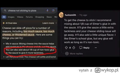 vytah - Słynny przypadek z Google sugerującym, by użyć kleju jak składnika sosu do pi...