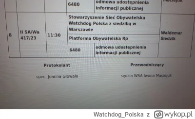 WatchdogPolska - Dziś w Wojewódzkim Sądzie Administracyjnym w Warszawie wygrana z Pla...