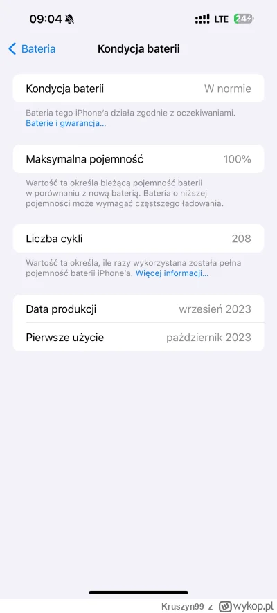 Kruszyn99 - Mam #iphone 15PM od premiery, ładuje jak chce i kiedy chce, ponad 200 cyk...