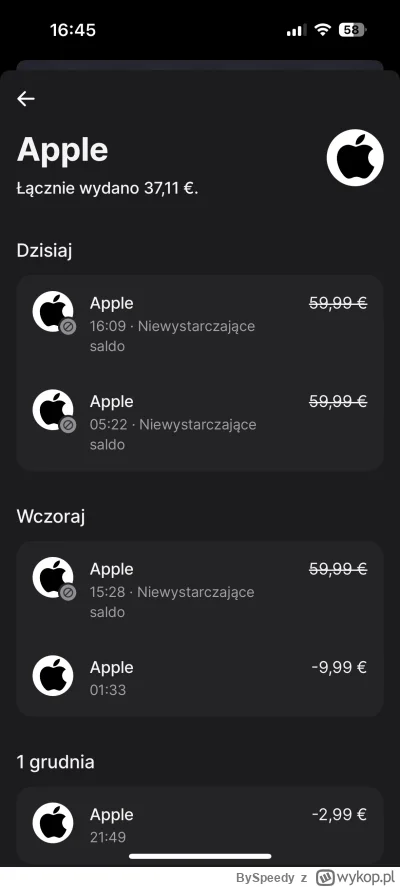 BySpeedy - Od wczoraj #apple próbuje mi pobrać 59.99€ z karty na Revolucie. Nie mam ż...