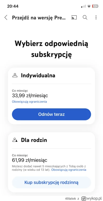 40latek - #youtubepremium  #oszukujo ej, czemu wszyscy mówią o podwyżce do 46.99 a od...