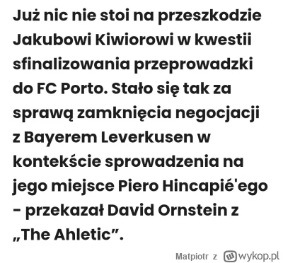 Matpiotr - #mecz mają Betoniarka, a teraz jeszcze Kiwior?
Szaleństwo.