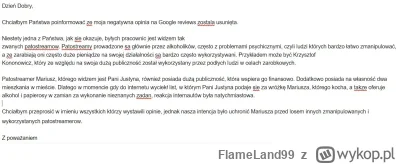 FlameLand99 - Wyslalem email z wytlumaczeniem do restauracji, ktora byla wczoraj na c...
