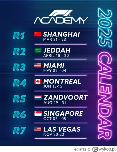 jedlin12 - #f1academy #f1
Formułą Różowy pasek pokazuje kalendarz na 2025. Próba pozo...