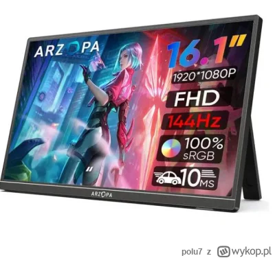 polu7 - ARZOPA 16.1inch 144Hz 1080P FHD Portable Monitor
Cena: 81.45$ (325.22 zł)

Li...