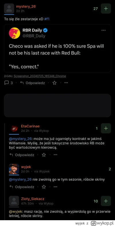 wyjek - #f1 pozdrawiam ekspertów :> @mystery26 @EtaCarinae @ZlotySiekacz