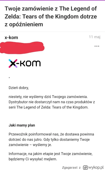 Zgagarast - Gdyby ktoś w preorderze zamawiał nową Zeldę przez X-kom to może być przyp...