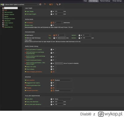 Diabl0 - @Jarek_P: Prusa MK3S+ Revo Six 0.4, PLA 3DPower. 
Od lewej: 
1 - "standardow...