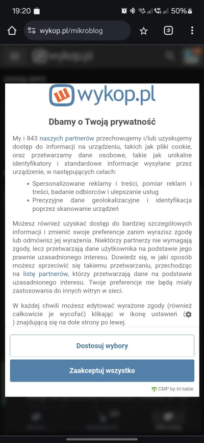 Naczelny_mleczarz - Hej @wykop naprawdę chciałbym zaakceptować warunki na mobilnej st...