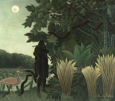 n.....a - #malarstwo Henri Rousseau "La charmeuse de Serpents", 1907, francuski malar...