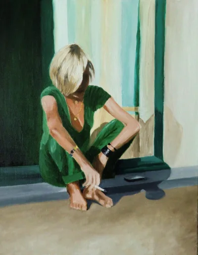 GARN - #sztuka #art #malarstwo #obrazy autor: Lorraine Lebrun | Pensive | oil on canv...