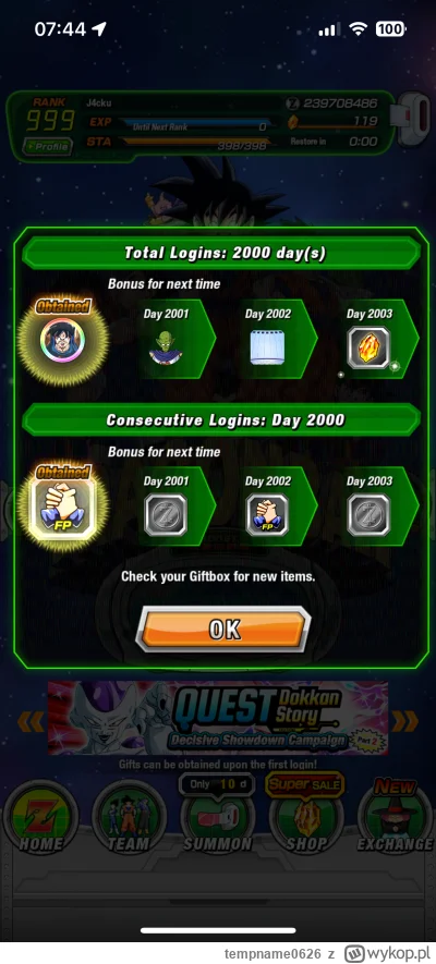 tempname0626 - Zapomniałem się pochwalić. W piątek w urodziny wpadło 2k dni. Tak to s...