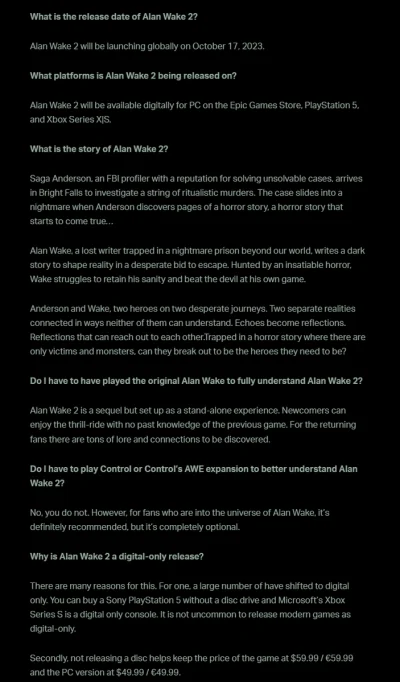 MisPluszowyZWadaWymowy - Alan Wake 2 pierwszą grą AAA na konsolach która nie wyjdzie ...