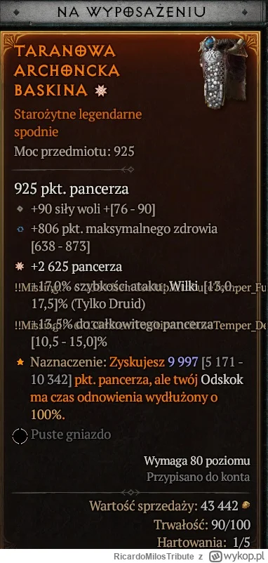 RicardoMilosTribute - #diablo4 macie  problemy po ostanim paczu z wyświetlaniem itemó...