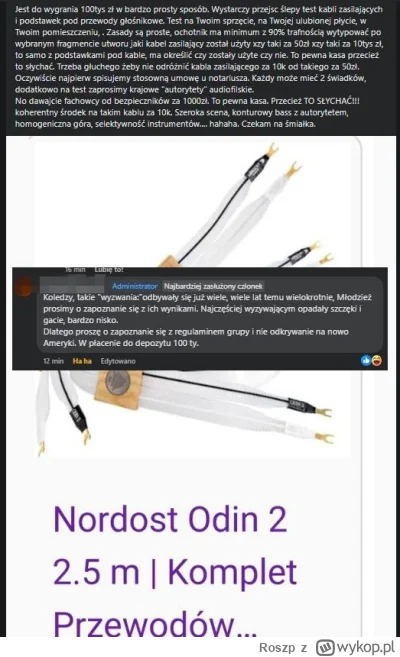 Roszp - Ktoś się wkurzył i postanowił wyłożyć poważny pieniądz na ślepe testy kabelkó...