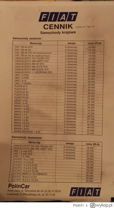 PiotrFr - Rozwalają mnie te dyskusję za każdym razem gdy ktoś wrzuca taki cennik.
 Ki...