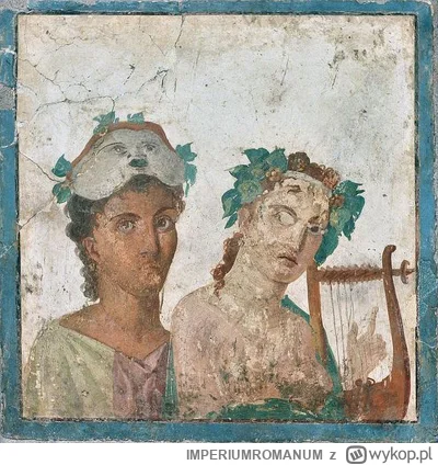 IMPERIUMROMANUM - Rzymski fresk z Pompejów przedstawiający mężczyznę w masce teatraln...