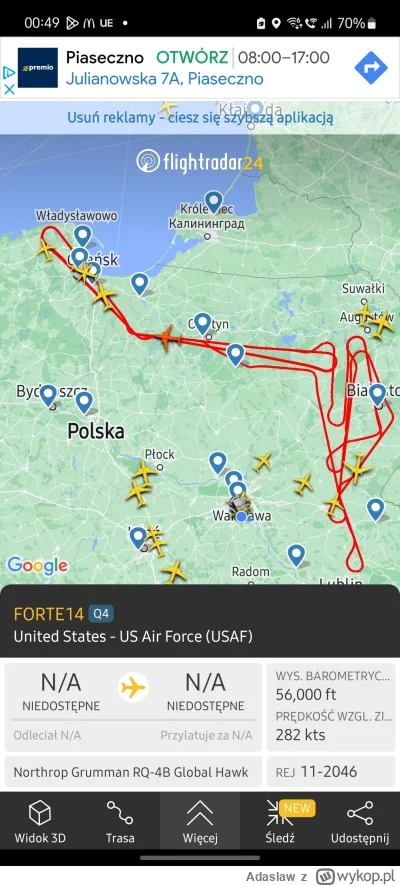 Adaslaw - Kurła, co to za jednostka lata sobie na wysokości 56'000 ft?

#flightradar2...