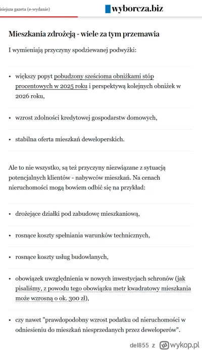 del855 - Mieszkania zdrozeja, po prostu :)
Tzn jest za tym wiele argumentów, niektore...