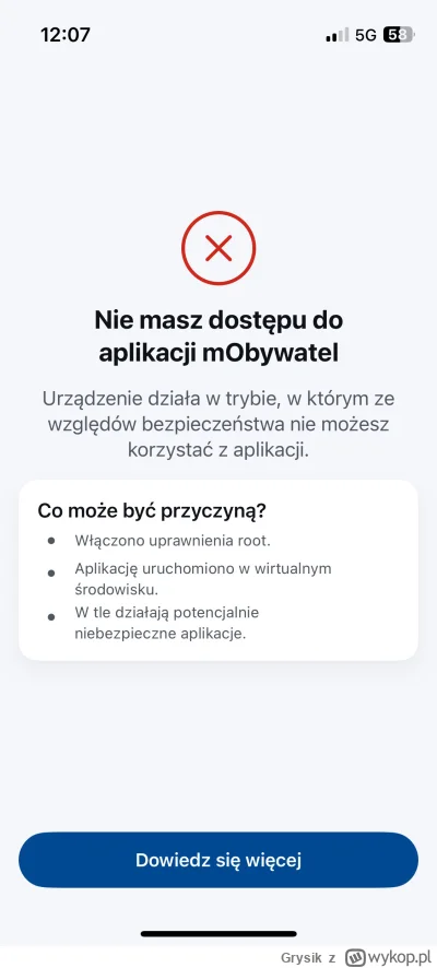 Grysik - MObywatel przestał mi działać z dnia na dzień. Generalnie na tym telefonie b...