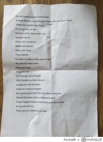 ZaufajMi - (UK) Moje 10 letnie dziecko musialo to przed cala szkola czytac.