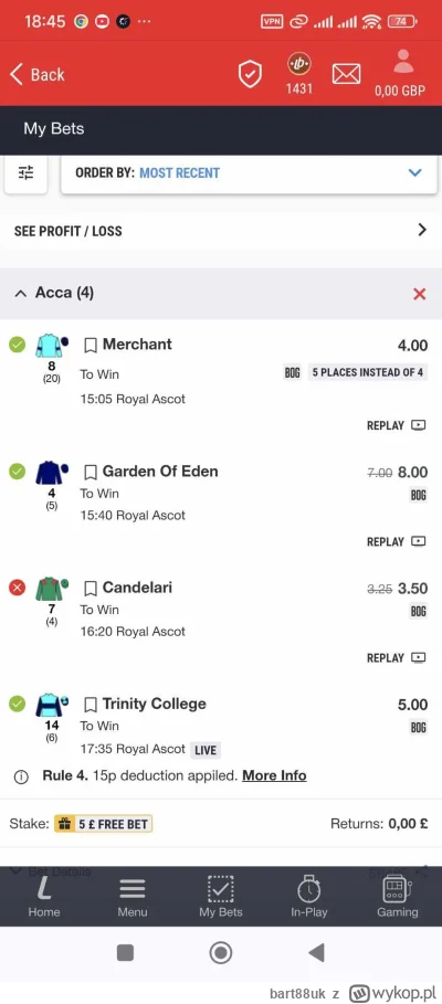 bart88uk - na 2300 funcików xD za free beta xD zawsze kurła jeden.. #mecz #bukmacherk...