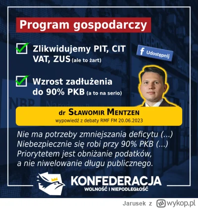 Jarusek - Co sądzicie o tym, aby tymczasowo obniżać podatki kosztem zadłużenia naszyc...