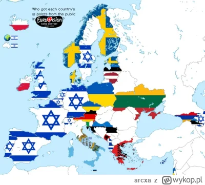 arcxa - #eurowizja 
rozkład dwunastek z poszczególnych krajów europy

SPOILER
