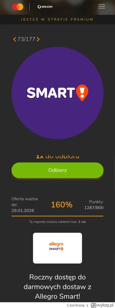 Czochrany - Oddam kod na roczny pakiet darmowych dostaw z Allegro Smart w zamian za z...