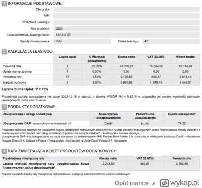 OptiFinance - @Fastek95: To kozak oferta! To jakiś VW Leasing? Poniżej kalkulacja na ...