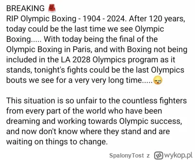 SpalonyTost - #paryz2024 
Jeżeli ta informacja się potwierdzi ostatecznie, to szkoda....