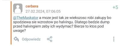 cerbera - #kryptowaluty 
Tak mi sie przypomnialo ze wrozylem spadki przed halvingiem....