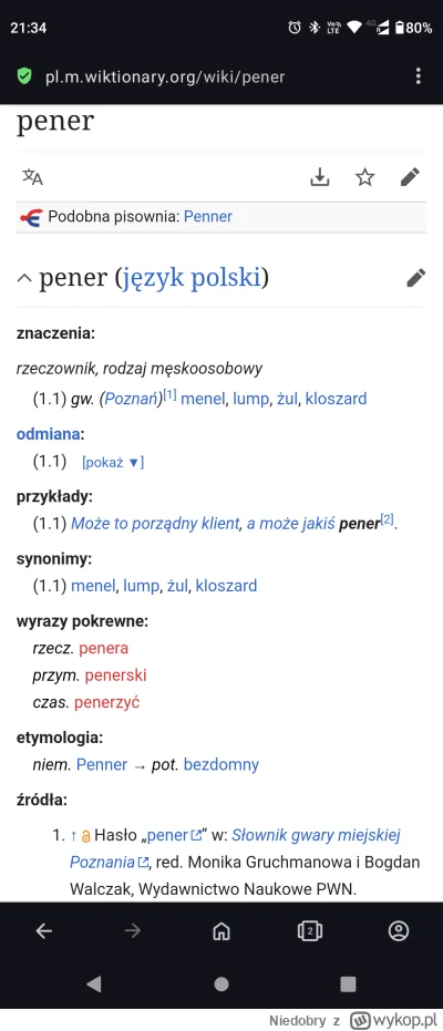 Niedobry - @wuadek: A Ty nie?

(Polecam szczegolnie etymologie. Hihi.)