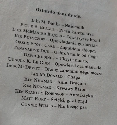 kinson - @kolejnejuzkonto: 
Taka lista jest w książce. Czytałem tylko Pieśń karczmarz...